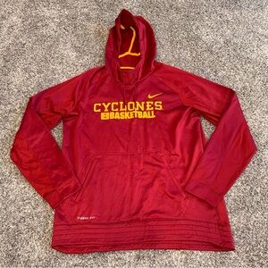 Men’s Nike Therma Fit Large Iowa State Cyclones Red Pouch Pocket Pullover Hoodie
